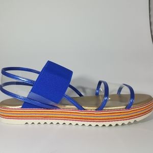 NR Rapisardi Blue Vinyl and Elastic Wedge